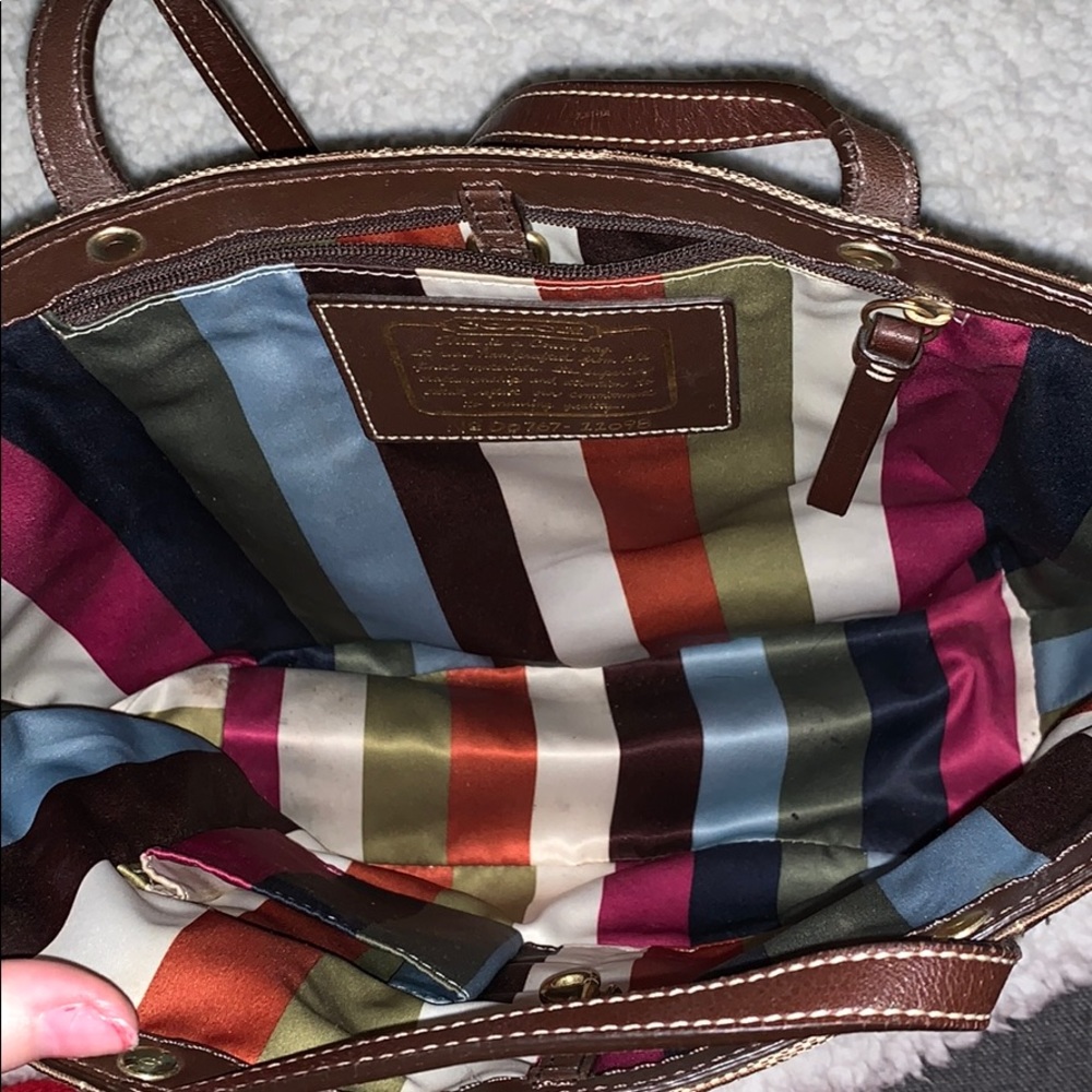 Coach Signature Brown Stripe Handbag Legacy - Picture 5 of 6